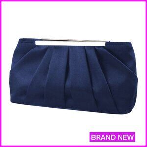 Satin Evening Clutch Bag Elegant Pleated Formal Handbag Classic Purse